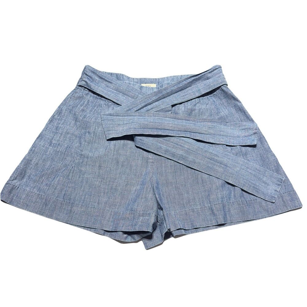 J.Crew Tie waist shorts Blue chambray G5309 Size 10 Cotton
